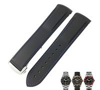 RVHAOODI 20mm 22mm Rubber Folding Buckle Watch Strap Black Blue Red Watch Bands for Tudor Black Bay for Men Bracelet