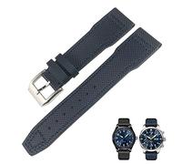 RVHAOODI 21mm 20mm Nylon Calfskin Black Blue Green Watch strap Fit for IWC IW377714 MARK18 PILOT S Leather Watchbands