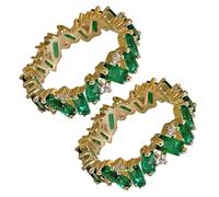 RVHAOODI 2pcs Adjustable Green Zircon Rings for Women Unique Finger Rings Decorative Zircon Jewelry for Teen Stylish Design Comfortable Wear