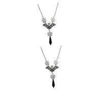 RVHAOODI 2pcs Bat Pendant Pentagram Alloy Necklace for Gothic Women's Party and Special Occasions jewellery