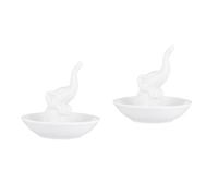 RVHAOODI 2pcs Desktop Decoration White Rings Jewelry Display Desktop Decor Vanity Tray Dish