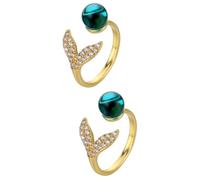 RVHAOODI 2pcs Elegant Women's Jewelry Mermaid Shape Adjustable Open Ring for Birthday Present jewellery