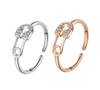 RVHAOODI 2pcs Pin Opening Adjustable Finger Engagement Women Joint Open Toe Trendy Jewelry Promise Rings Simple Knuckle Ring Silver jewellery