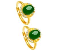 RVHAOODI 2pcs Stylish Jade Ring Fashion Jewelry Ring Finger for Women Adjustable