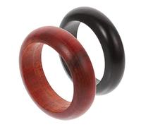 RVHAOODI 2Pcs Vintage Wooden Finger Rings Creative Retro Jewelry Accessories Unique Ornaments for Fashion and Casual Wear Sandalwood Blood Sandalwood Design