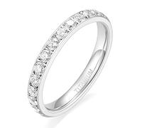 RVHAOODI 3mm Womens Titanium Eternity Rings Half Cubic Zirconia Statement Wedding Engagement Band