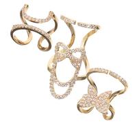 RVHAOODI 3Pcs Detachable Zirconia Nail Rings Jewelry for Women Unique Fingertip Decor Versatile Nail Art Accessories Stylish Jewelry for Individuality and Comfort