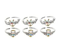 RVHAOODI 3sets Women Ring Exquisite Vintage Moonstone Rings Chic Engagement Jewelry for Weddings Parties Daily Wear Elegant Glitter Design 2pcs*3 jewellery