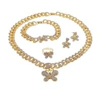 RVHAOODI 4 Pcs Sparkling Bridesmaid Brides Jewelry Sets for Women Earrings Adjustable Ring Women's Jewelry sets for Party Prom