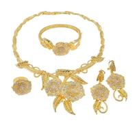 RVHAOODI 4 Pcs Sparkling Womens Jewelry Sets for Engagement Earrings Ring Sets Brides Jewelry Sets for Party Prom