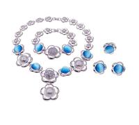 RVHAOODI 4 Pcs Women Jewelry Sets for Sparkling Earrings Ring Sets Bridal Jewelry Sets Brides Bridesmaid Prom Costume for Women