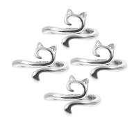 RVHAOODI 4pcs Adjustable Cat Rings for Women and Stylish Metal Jewelry for Daily Wear Versatile Finger Decorations for Parties and Special Occasions