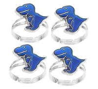 RVHAOODI 4Pcs Dinosaur Color Change Mood Rings for Temperature Responsive Jewelry for Boys and Fun Emotion Reflecting Accessory