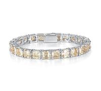 RVHAOODI 5.5MM Champagne/Blue Green Moissanite Tennis for Asscher Cut D Color S925 Sterling Silver Lab Created Diamond Tennis Perfect for Daily Wear