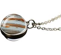 RVHAOODI 925 SterlingPlanet For Women And Men, Solar System Universe Space Moon Sun Earth Planet Two-sided Glass Ball Nebula Necklace, Galaxy Necklace