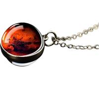 RVHAOODI 925 SterlingPlanet For Women And Men, Solar System Universe Space Moon Sun Earth Planet Two-sided Glass Ball Nebula Necklace, Galaxy Necklace