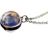 RVHAOODI 925 SterlingPlanet For Women And Men, Solar System Universe Space Moon Sun Earth Planet Two-sided Glass Ball Nebula Necklace, Galaxy Necklace