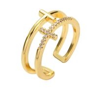 RVHAOODI Adjustable Rhinestone Cross Ring for Women Fashion Jewelry present Elegant Religious Decor for Parties Weddings Daily Wear Unique Design Fine Workmanship