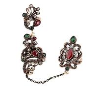 RVHAOODI Adjustable Turkish Two Finger Rings For Party Women Black Resin Hollow Out Flower Design Vintage Ring Anel Jewelry