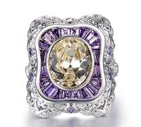 RVHAOODI Amethyst GemEngagement Fine Jewelry