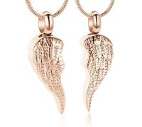 RVHAOODI Angel Wing Cremation Jewelry Urn Necklace for Ashes - Stainless Steel Memorial Ashes Pendant Keepsake Jewelry for Women Men-Rose