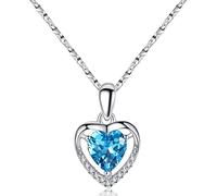 RVHAOODI Beautiful for Women, Shiny Zirconia Heart Shaped Silver Necklace, Valentine's Day Gift, Clavicle Chain