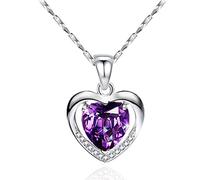 RVHAOODI Beautiful for Women, Shiny Zirconia Heart Shaped Silver Necklace, Valentine's Day Gift, Clavicle Chain