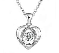 RVHAOODI Beautiful for Women, Trend Heart Zirconia Silver Necklace, Mother's Day Valentine's Gift, Beating Jewelry