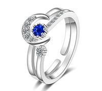 RVHAOODI Blue Moon Star Adjustable Ring Transparent Ring Women's Wedding Engagement Fashion Bracelet