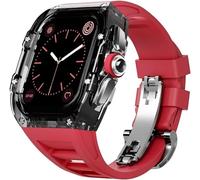 RVHAOODI Boîtier de montre transparent avec kit de modification de bracelet en fluoroine, pour 8 7 6 SE 5 4 45 mm 44 mm Modification et mise à niveau