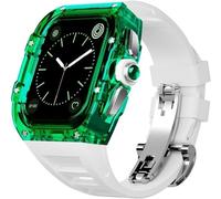 RVHAOODI Boîtier de montre transparent avec kit de modification de bracelet en fluoroine, pour 8 7 6 SE 5 4 45 mm 44 mm Modification et mise à niveau