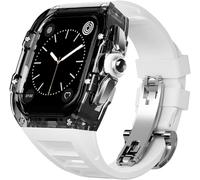 RVHAOODI Boîtier de montre transparent avec kit de modification de bracelet en fluoroine, pour 8 7 6 SE 5 4 45 mm 44 mm Modification et mise à niveau