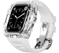 RVHAOODI Boîtier de montre transparent avec kit de modification de bracelet en fluoroine, pour 8 7 6 SE 5 4 45 mm 44 mm Modification et mise à niveau