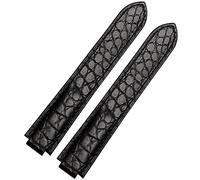 RVHAOODI Bracelet de montre en cuir de crocodile américain adapté pour Blue Balloon Bracelet en cuir convexe 18 20 mm Hommes et femmes Noir