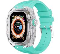 RVHAOODI Bracelet de montre en fluor de 49 mm + kit de modification de boîtier transparent, pour 49 mm, bracelet de luxe en de silicone, pour remplacement de la