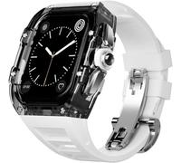 RVHAOODI Bracelet de montre en fluoroine transparent de 44 mm et 45 mm pour 8 7 6 5 4 SE Series Rm Style Sports Band Case Modification Kit Accessoires de remplacement