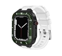 RVHAOODI Bracelet de montre en silicone en métal et acier inoxydable pour Band 9 8 7 45 mm 6 SE 5 4 Series 44 mm