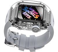 RVHAOODI Bracelet de montre en silicone et coque de protection complète transparente, pour Series 45 mm 44 mm, coque rigide en polycarbonate et bracelet de montre sport, pour iWatch série 8 7
