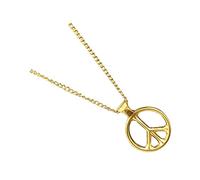 RVHAOODI Collier Bijoux Signes Vintage Rétro En Couches Délicat Mode Pendentif De Cou Signe De Paix Faire La Fête Branché Acier Au Titane Golden