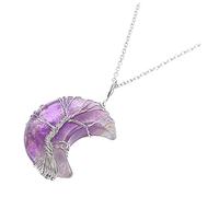 RVHAOODI Collier Pendentif Lune En Cristal Naturel - Bijoux Pour Femmes À La Mode - Doux Pour La Peau Et
