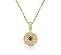 RVHAOODI Compass Pendant Necklace for Women, Sparkling Blue Crystal & North Star Design, Travel-Inspired Chain Necklace, Unique Jewelry Gift for Her