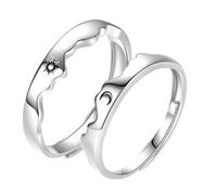 RVHAOODI Couples Adjustable Open Band Ring Sun and Moon Engraved Rings for Him and Her Unique Long Distance Relationships Romantic Jewelry for Lovers
