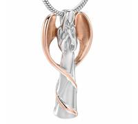 RVHAOODI Cremation Jewelry for Ashes Angel Wing Wrapped Fairy Keepsake Urn Necklace for Ashes for Loved Ones Memorial Pendant Jewelry-Silver with Rose