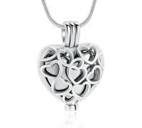 RVHAOODI Cremation Jewelry for Ashes Hollow Love Heart Urn Pendant for Human Stainless Steel Urn Necklaces Memorial Ash Jewelry