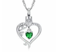 RVHAOODI Cremation Jewelry Rose Flower Heart Urn Necklace for Ashes Inlaid Crystal Memorial Pendant Loved Ones Keepsake for Women Men