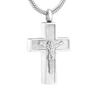 RVHAOODI Cross Cremation Jewelry for Ashes for Women Men Ashes Pendants Keepsake Memorial Urn Necklace for Ashes-Silver
