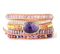 RVHAOODI Crystal,Boho Multi-Layer Handmade Reiki Amethyst Woven Adjustable Wrap Beaded s Jewellery for Men Women