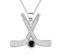 RVHAOODI de hockey en argent sterling avec pendentif en fme de bâton de hockey et boule - Cadeau pour femme, Argent