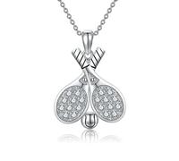 RVHAOODI de tennis pour femme en argent sterling avec pendentif raquette de tennis et balle - Bijoux de tennis pour filles - Cadeau pour les amateurs de tennis, Argent sterling, Nown
