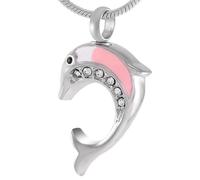 RVHAOODI Dolphin Shape Urn Necklace for Ashes Memorial Cremation Jewelry Ashes Locket for Human Dog Cat Keepsake Pendant for Women-1